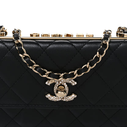 Chanel Lambskin Crystal Quilted Trendy CC Flap Phone Holder With Chain Black 8 of 11
