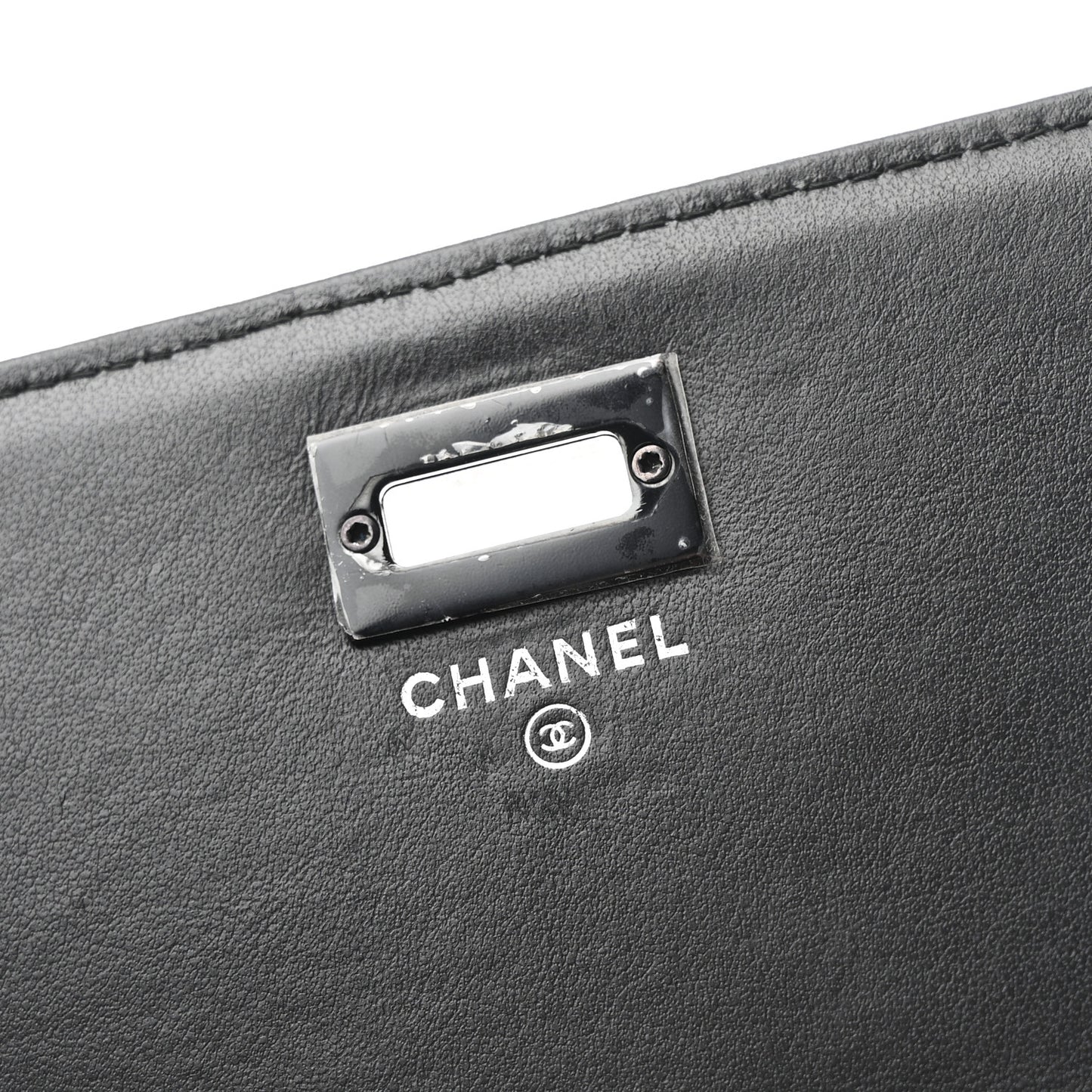 Aged Calfskin Chevron Quilted Reissue 2.55 Square Wallet On Chain WOC So Black