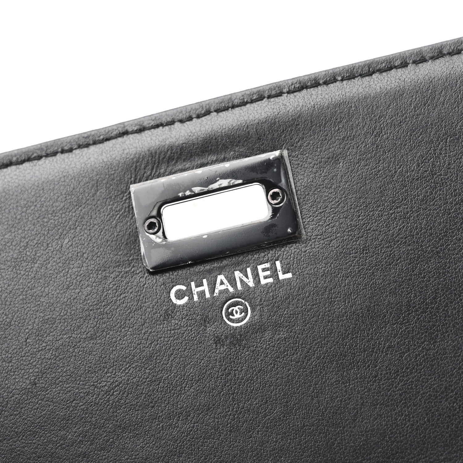 Chanel Aged Calfskin Chevron Quilted Reissue 2.55 Square Wallet On Chain WOC So Black 6 of 12
