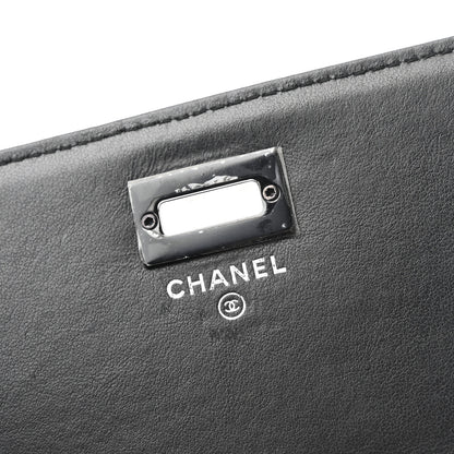 Chanel Aged Calfskin Chevron Quilted Reissue 2.55 Square Wallet On Chain WOC So Black 6 of 12