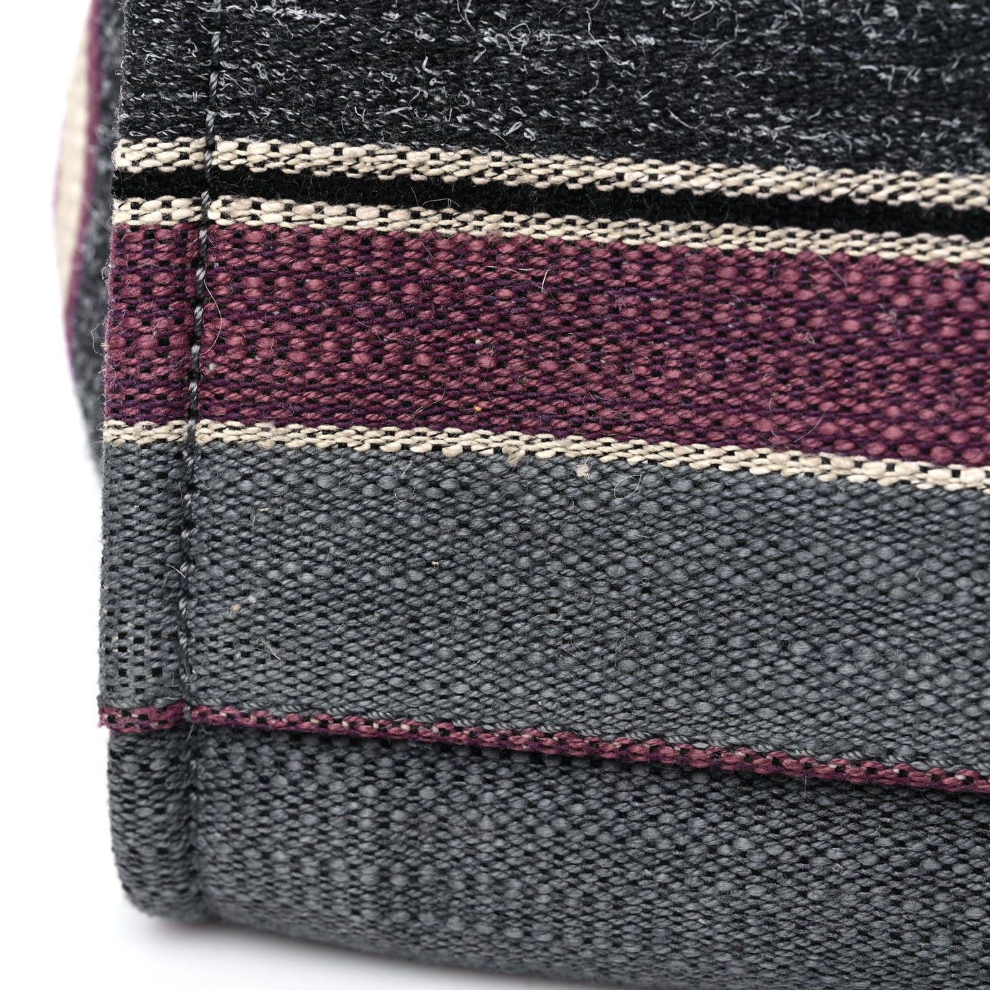 Striped Canvas Medium Deauville Tote Grey