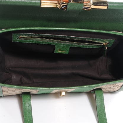 Gucci Monogram Web Bamboo Bullet Satchel Green 5 of 7