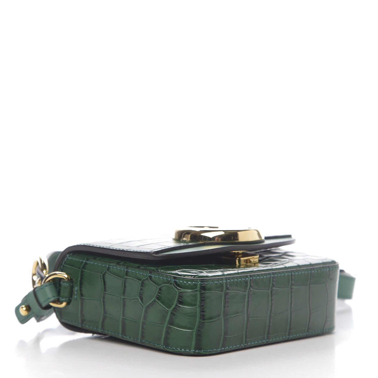 Chloe Calfskin Crocodile Embossed Mini C Double Carry Woodsy Green 3 of 9