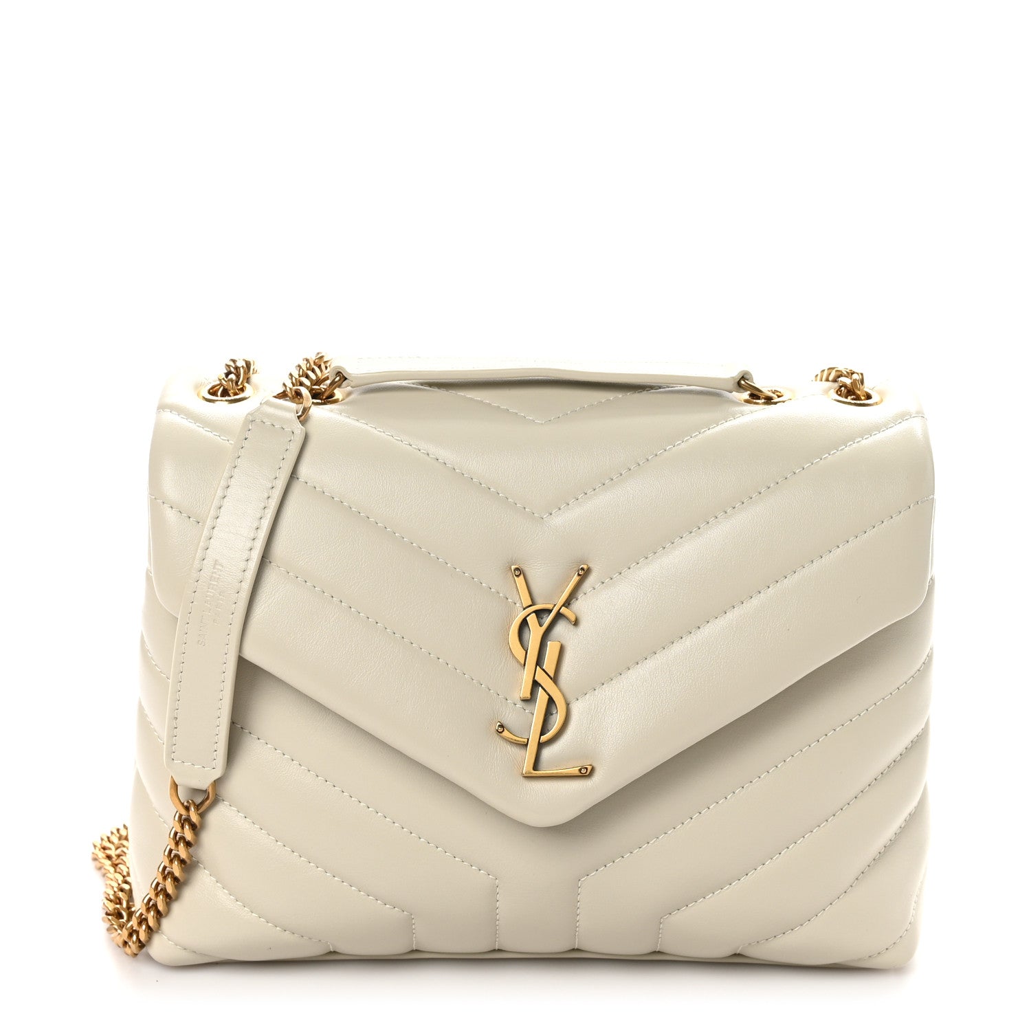 Saint Laurent Calfskin Y Quilted Monogram Small Loulou Chain Satchel Crema Soft 1 of 10