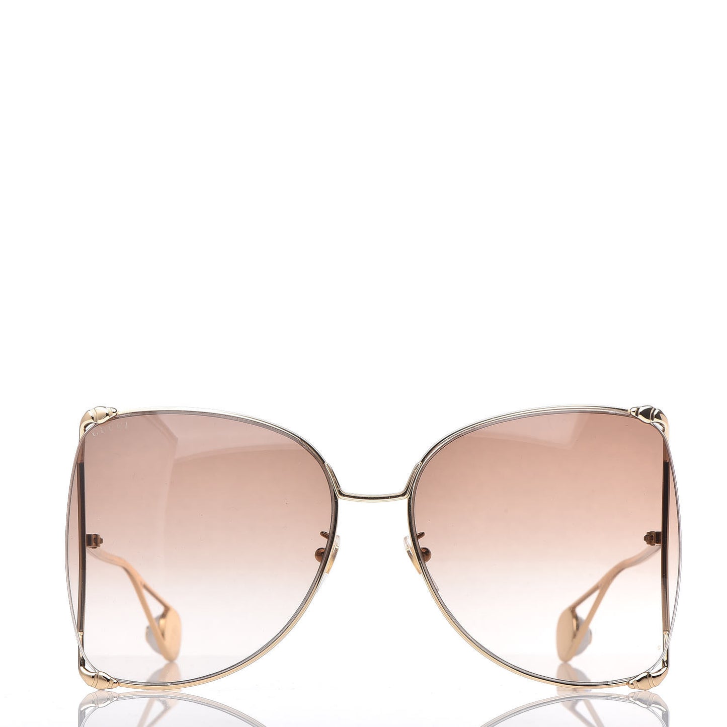 Oversized Round Sunglasses GG0252S Gold Brown