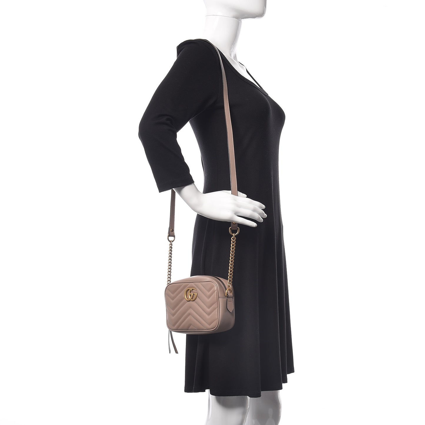 Calfskin Matelasse Mini GG Marmont Chain Shoulder Bag Porcelain Rose
