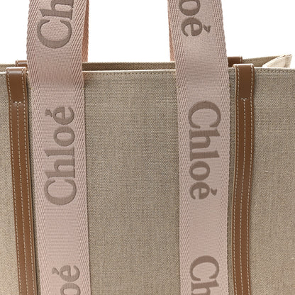 Chloe Linen Calfskin Medium Woody Ribbon Tote Blushy Beige 6 of 12
