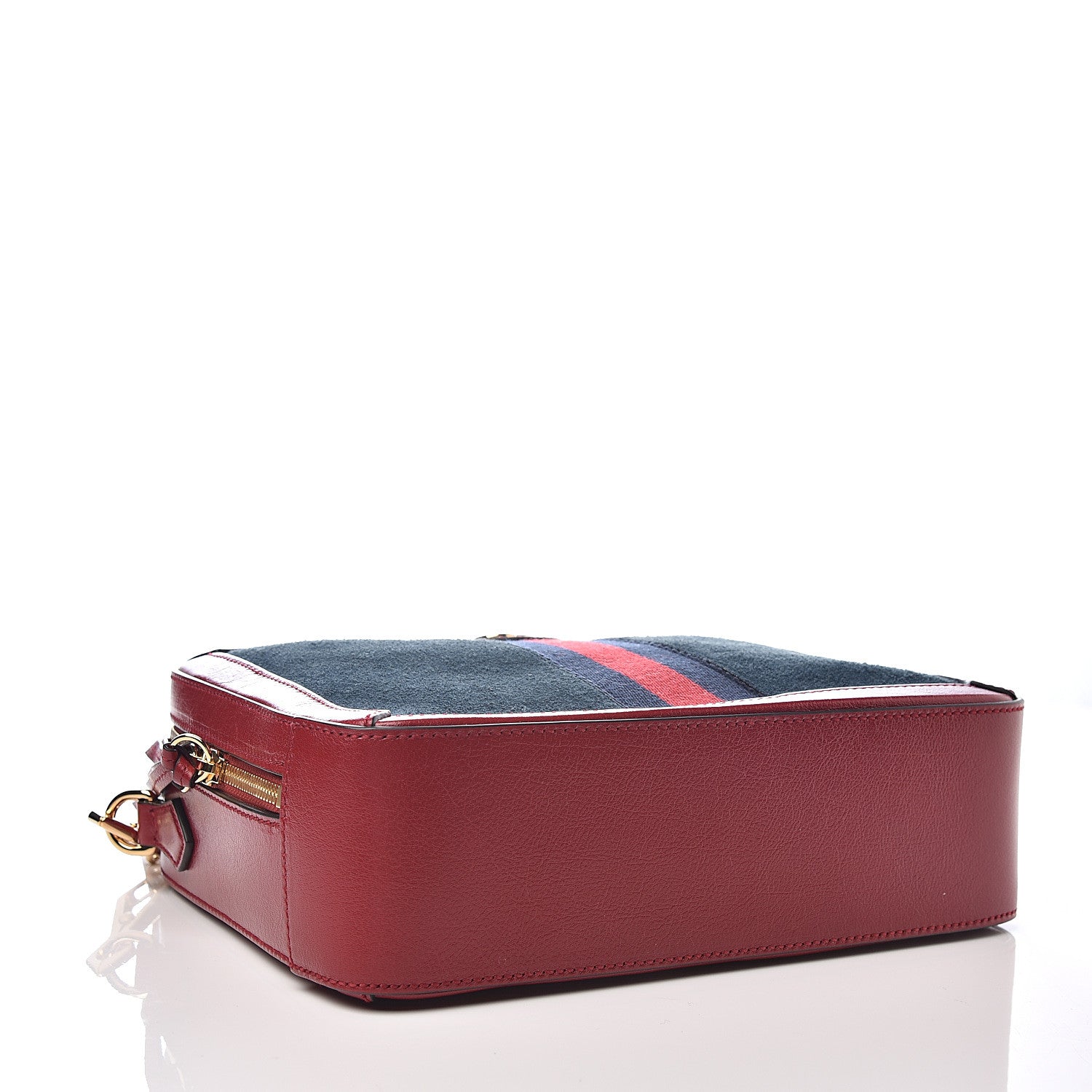 Gucci Suede Calfskin Web Small Ophidia Top Handle Shoulder Bag New Blue Romantic Cherry 3 of 10