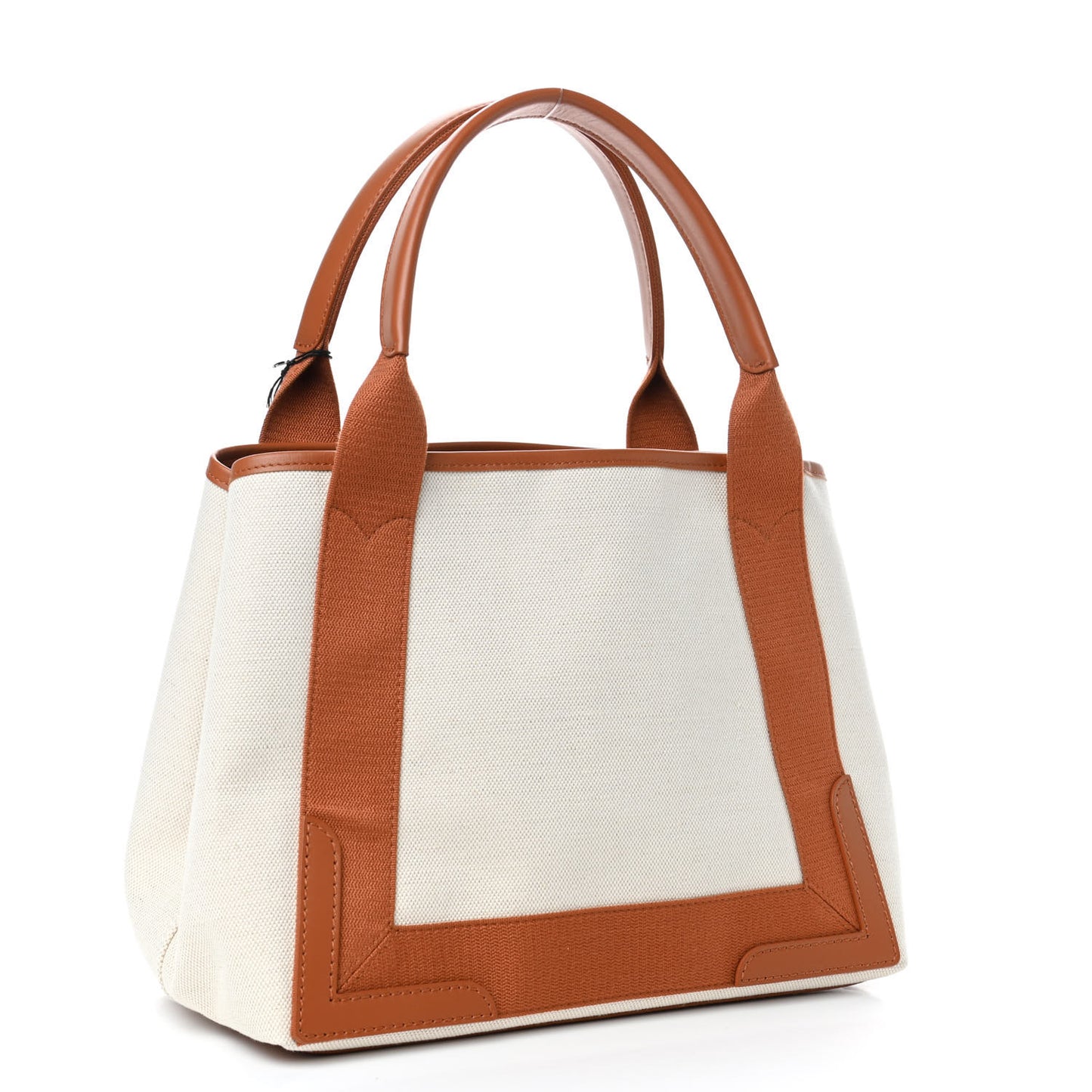 Cotton Canvas Satin Calfskin S Navy Cabas Naturel Caramel