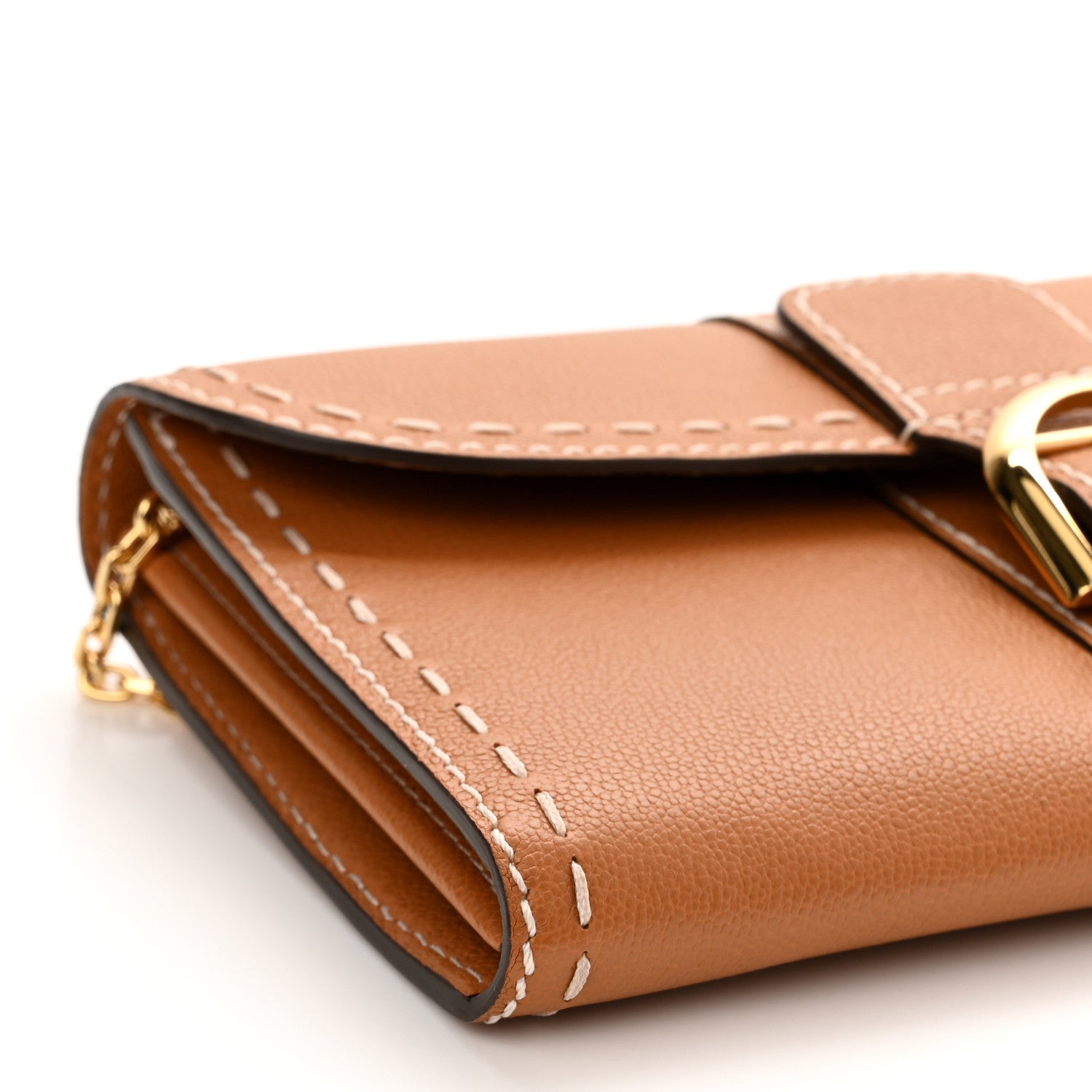 Delvaux Rodeo Calfskin Surpique Brillant Wallet on Chain Vegetal 8 of 9