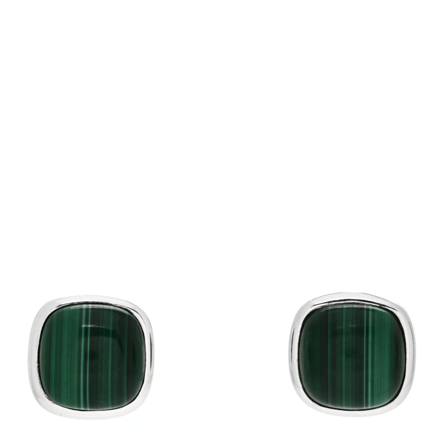 Sterling Silver Malachite Square Earrings
