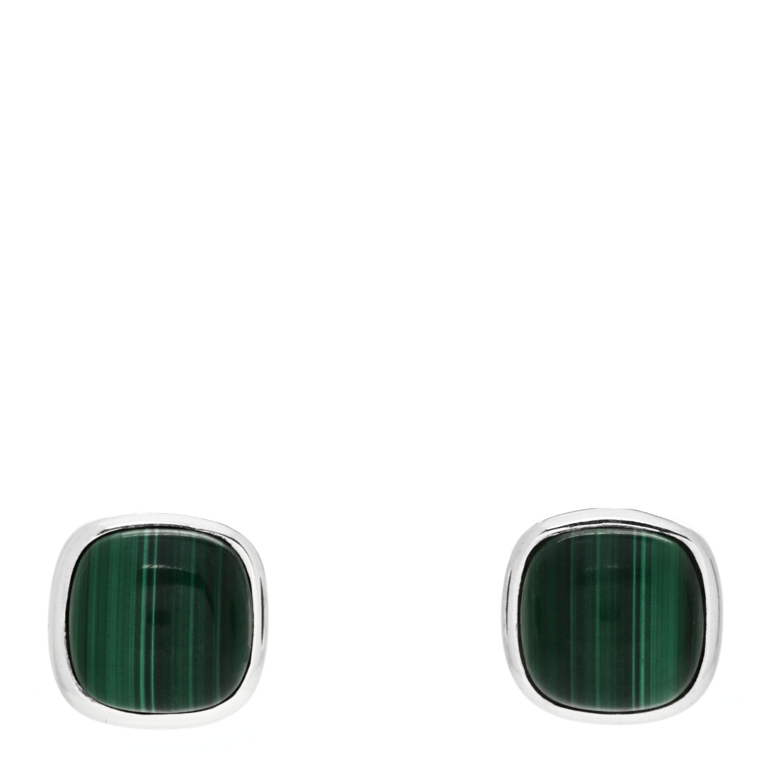 Tiffany Sterling Silver Malachite Square Earrings 1 of 4