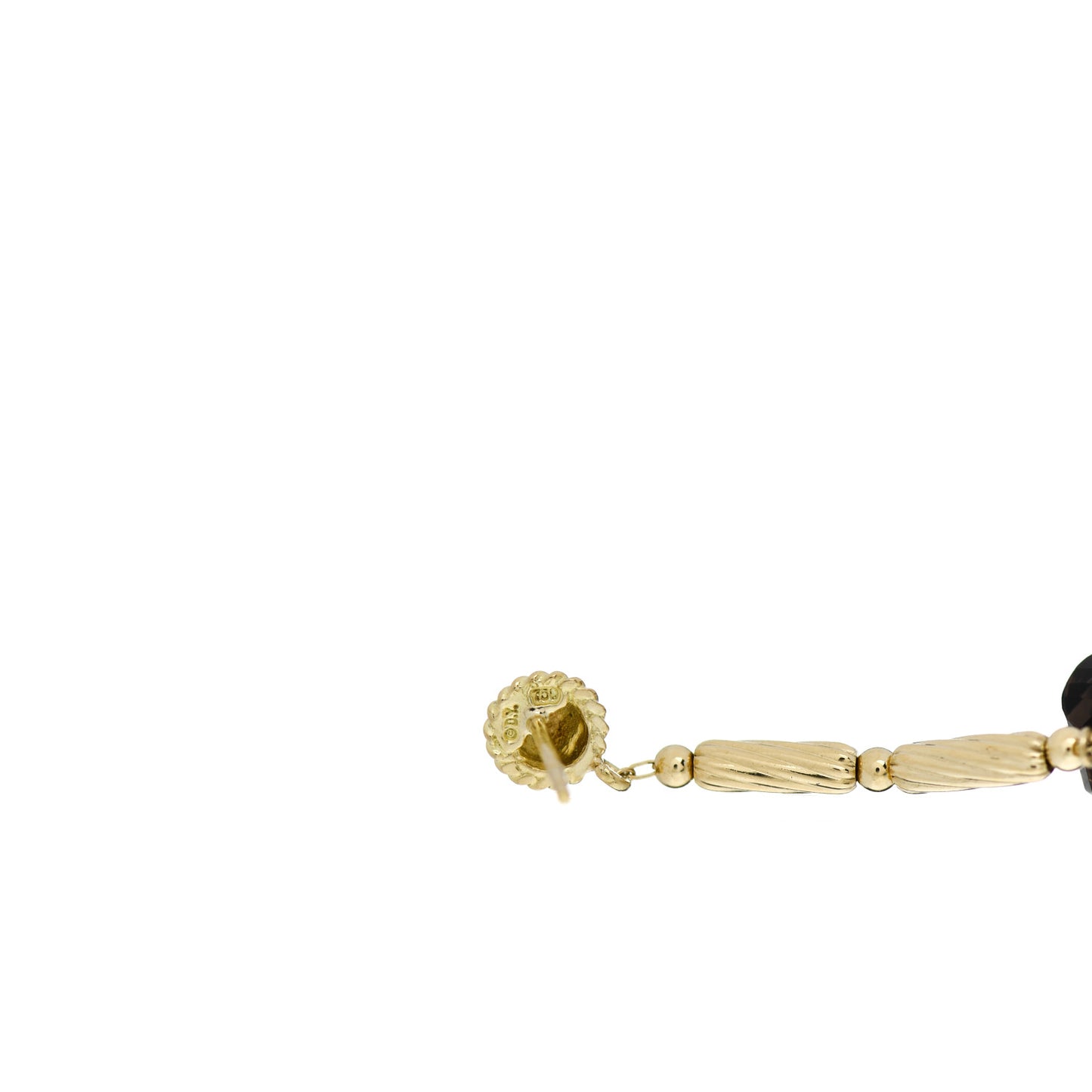 18K Yellow Gold Smoky Quartz Dangle Twist Earrings