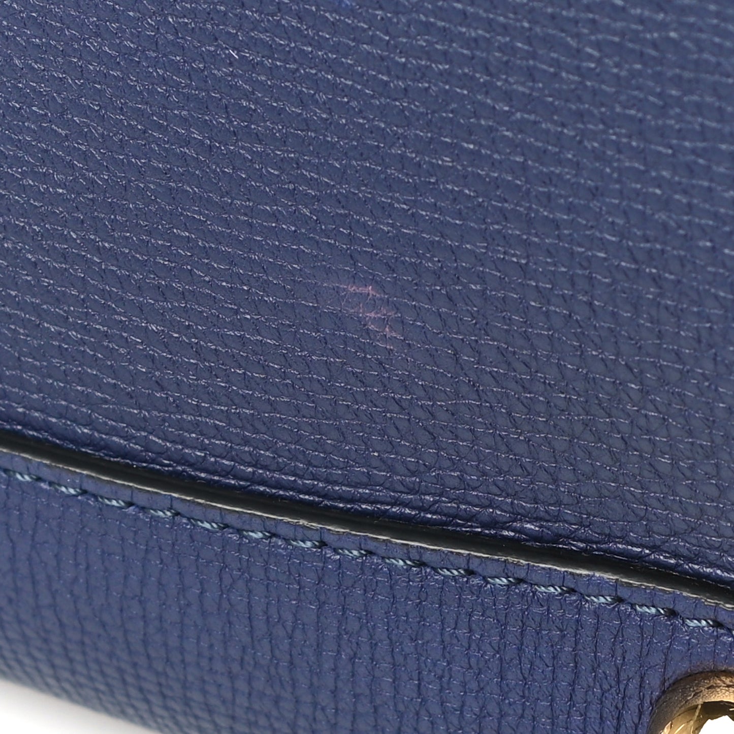 Grainy Calfskin House Check Medium Banner Tote Ink Blue