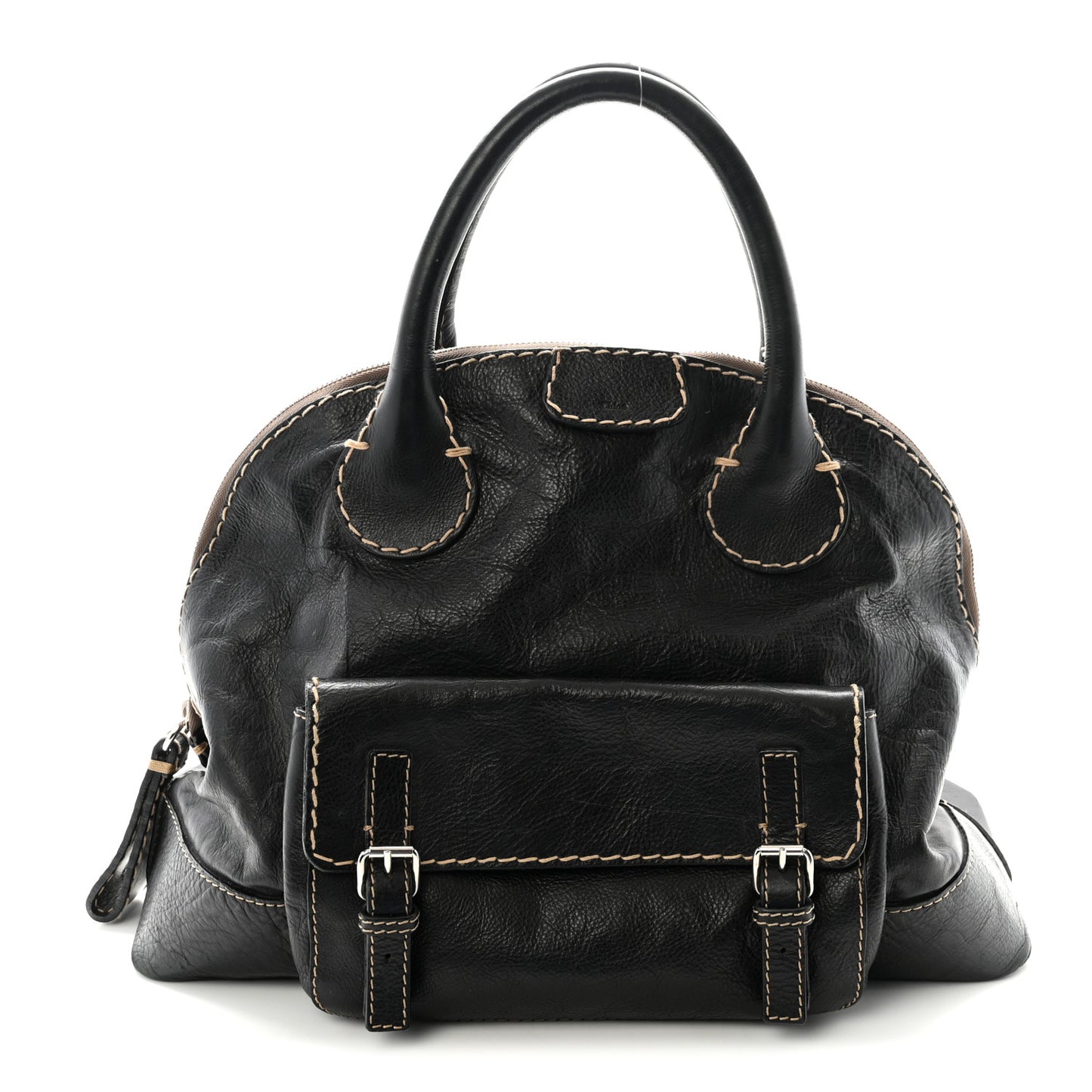 Calfskin Edith Dome Bowler Black