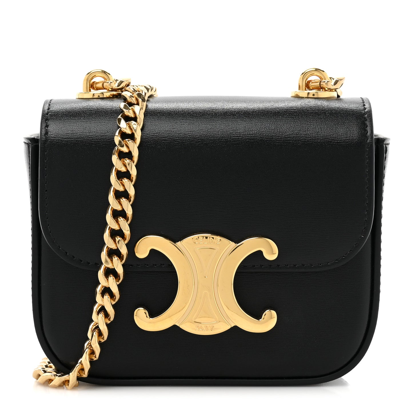 Shiny Calfskin Mini Chain Claude Black