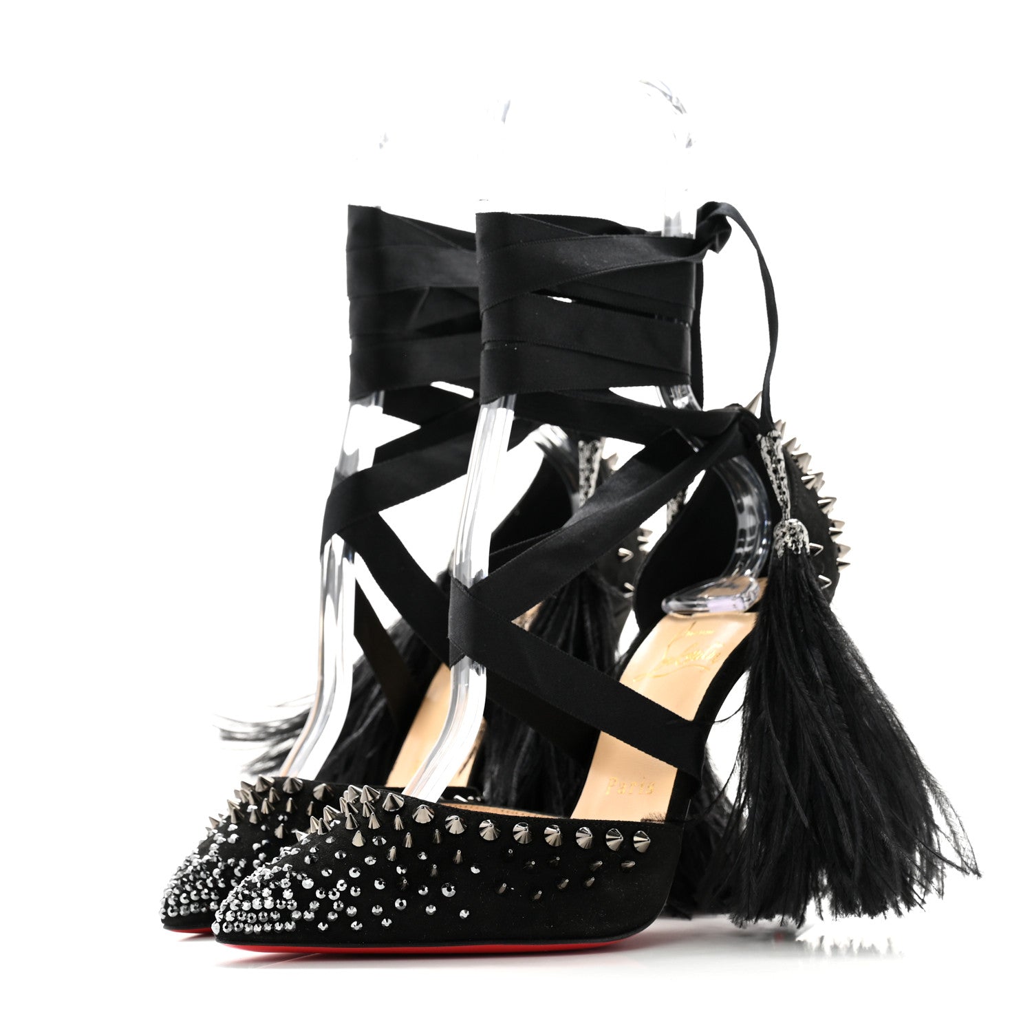 Christian Louboutin Velour Spikes Fairy 100 Pumps 37 Black 3 of 8