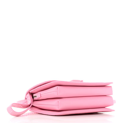 Balenciaga Shiny Calfskin Crocodile Embossed Small B Crossbody Bag Pink 4 of 12