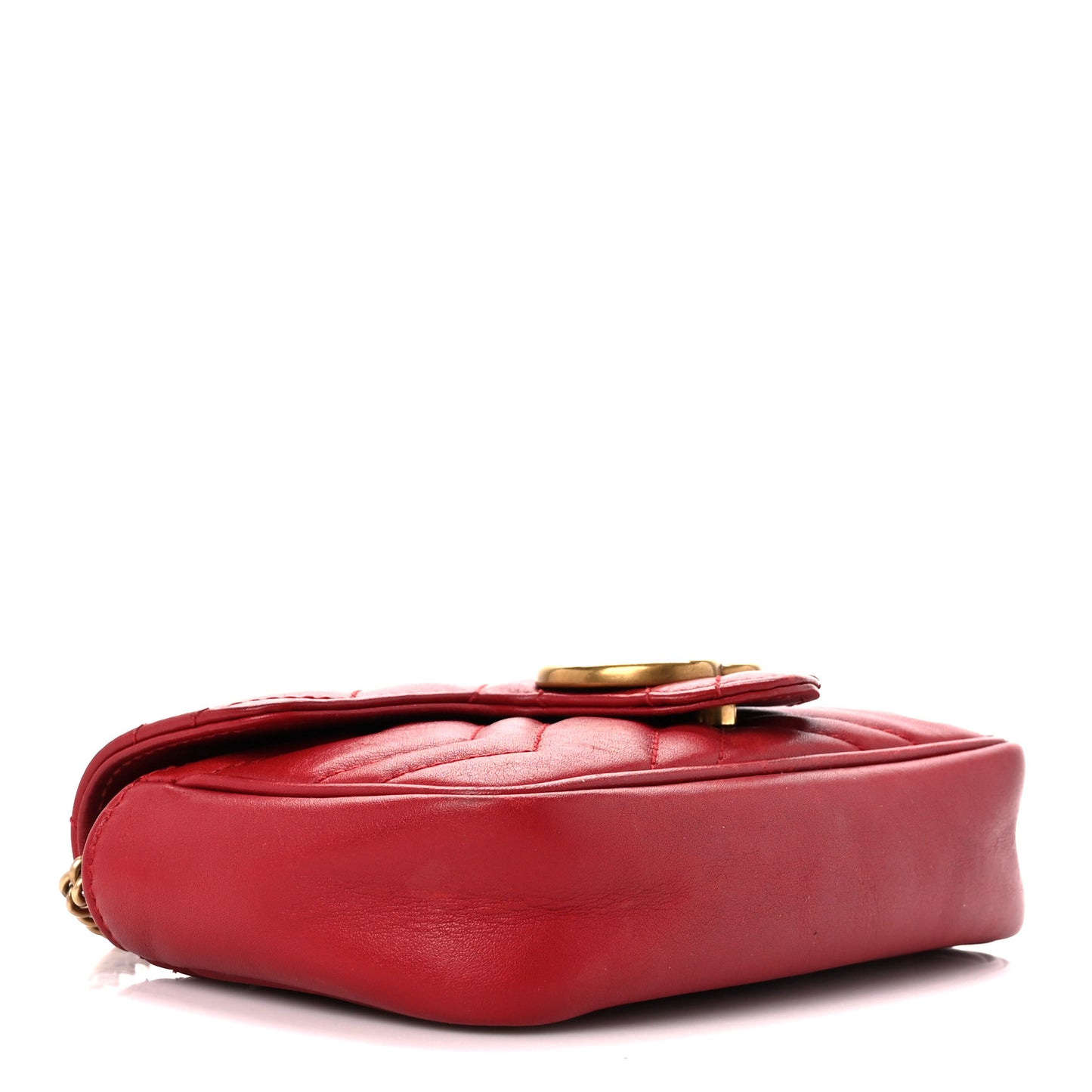 Calfskin Matelasse Super Mini GG Marmont Shoulder Bag Hibiscus Red