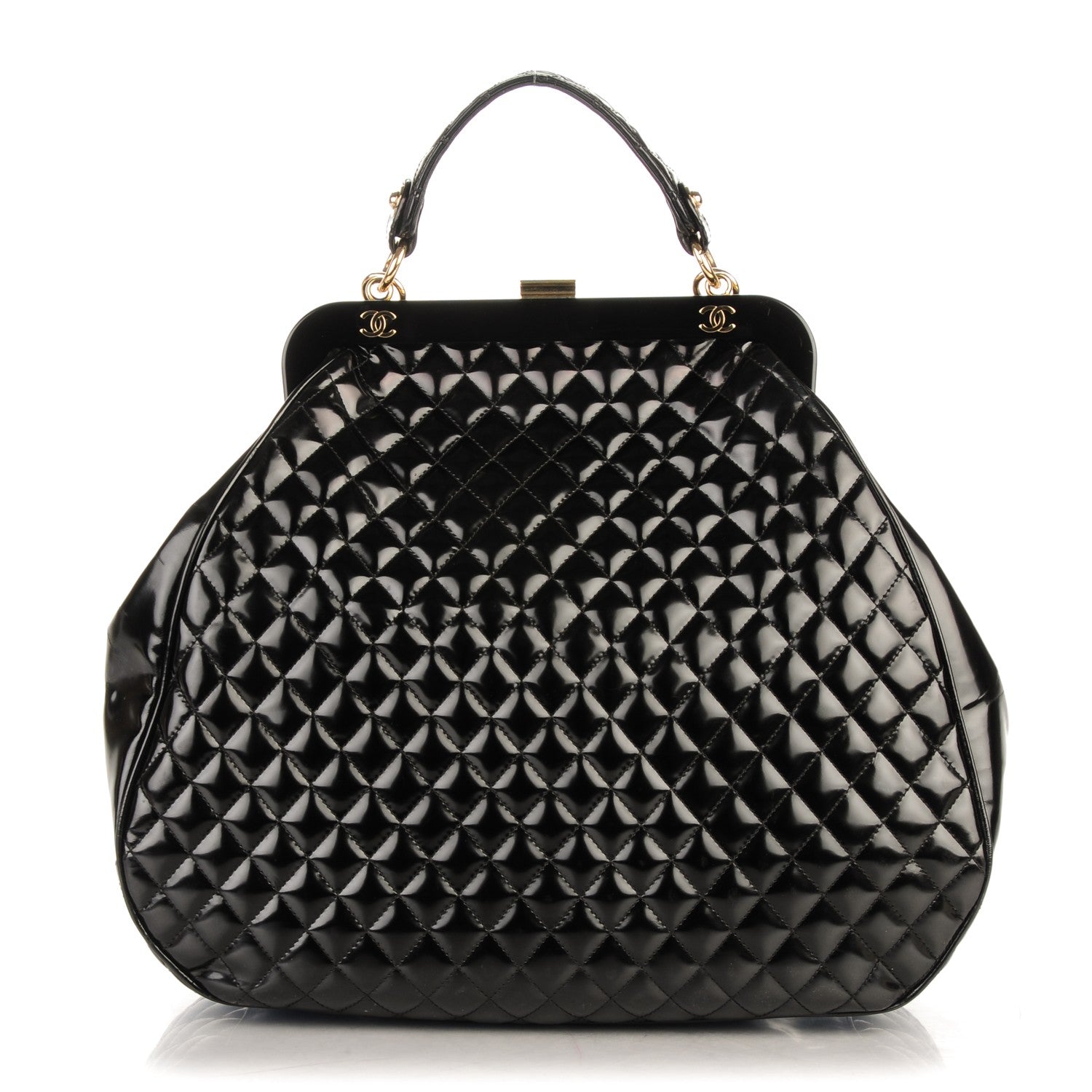 Chanel Glazed Calfskin Quilted Mademoiselle Large Frame Bag Black 1 of 9
