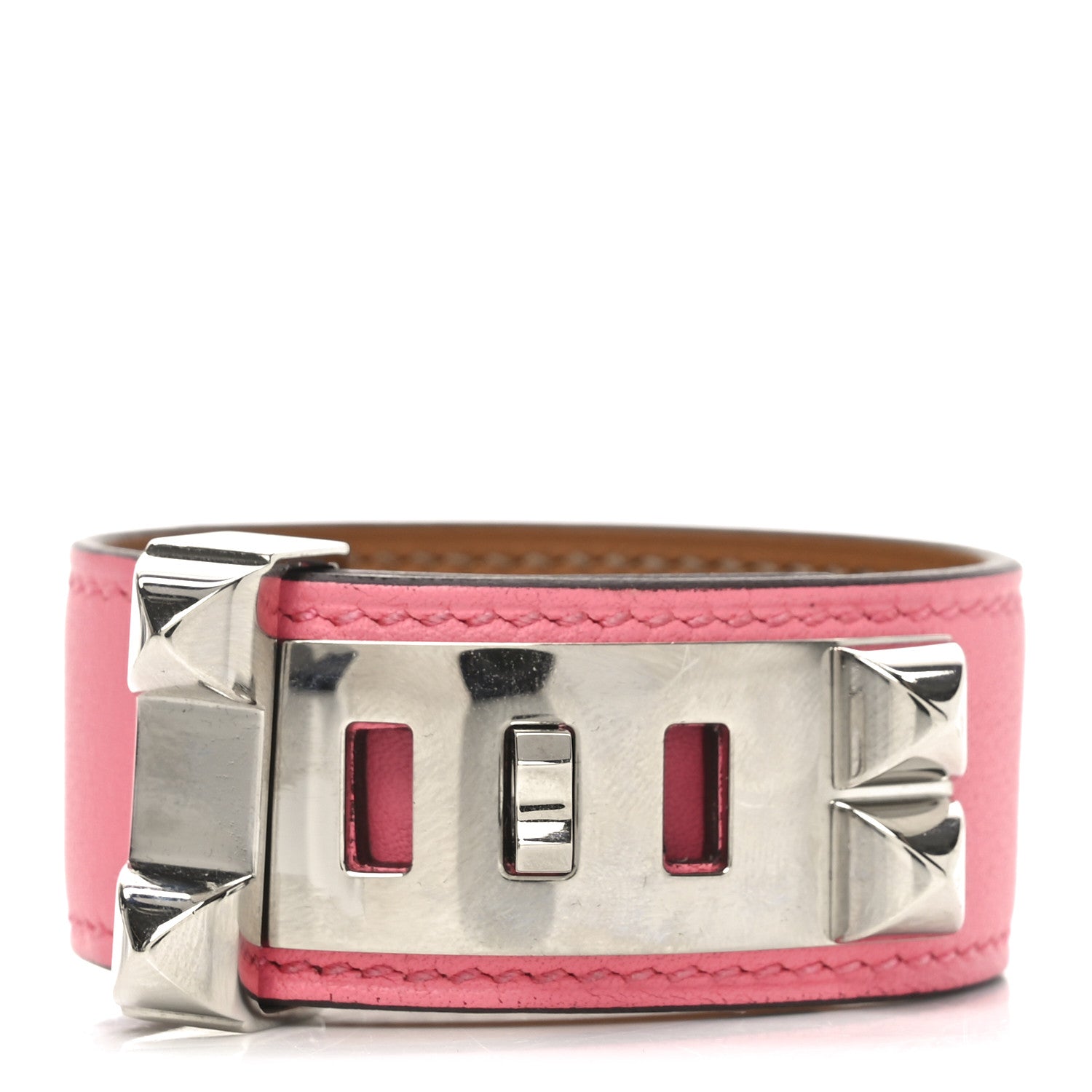 Hermes Epsom Collier de Chien 24 Bracelet T1 Rose Jaipur 1 of 5