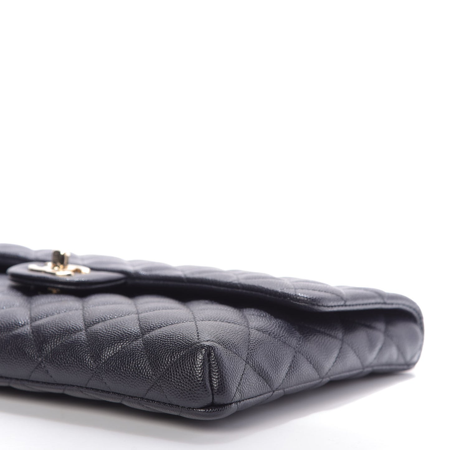 Caviar Quilted Flap Clutch Navy Blue