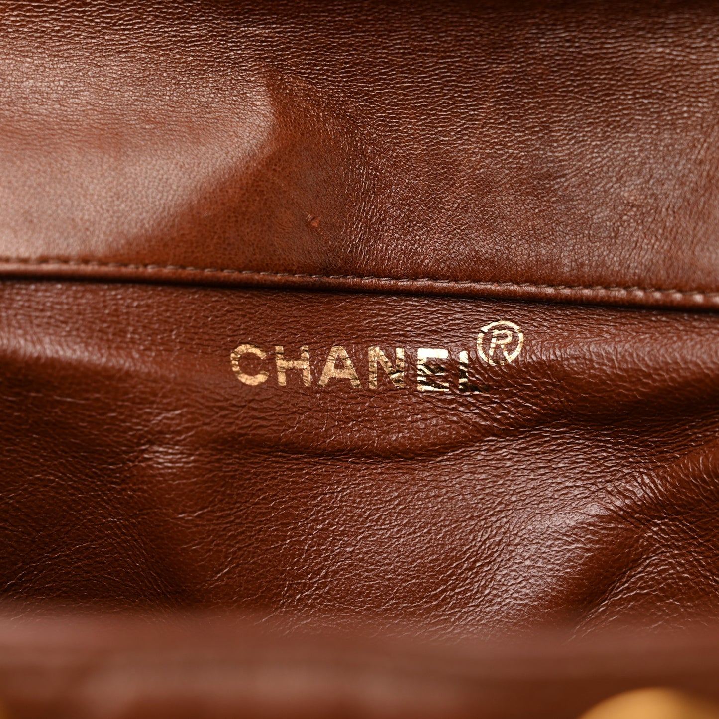 Lambskin Quilted Drawstring Backpack Brown