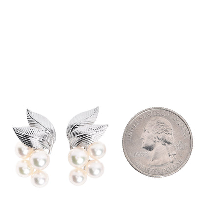 Mikimoto 14K White Gold Akoya Pearl 6-7mm Leaf Screw-Back Earrings 2 of 4