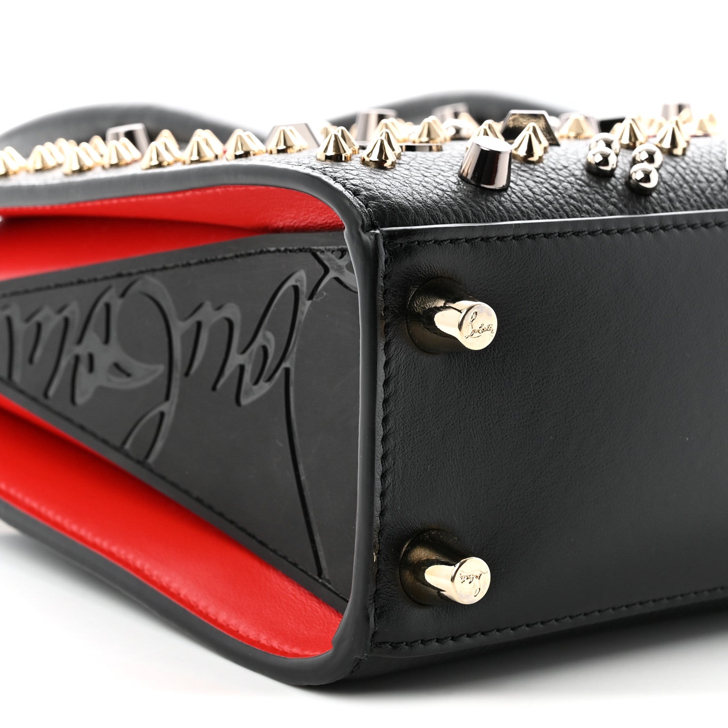 Christian Louboutin Calfskin Spikes Loubinthesky Mini Paloma Black Multicolor 9 of 11