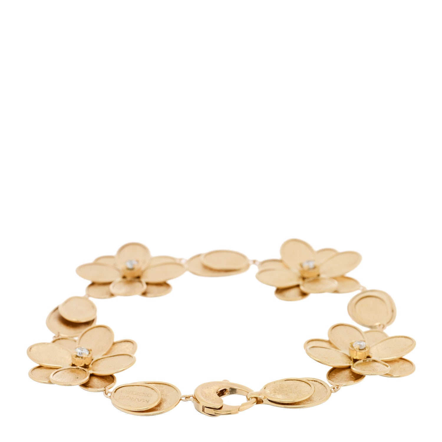 Marco Bicego 18K Yellow Gold Diamond Petali Flower Bracelet 2 of 3