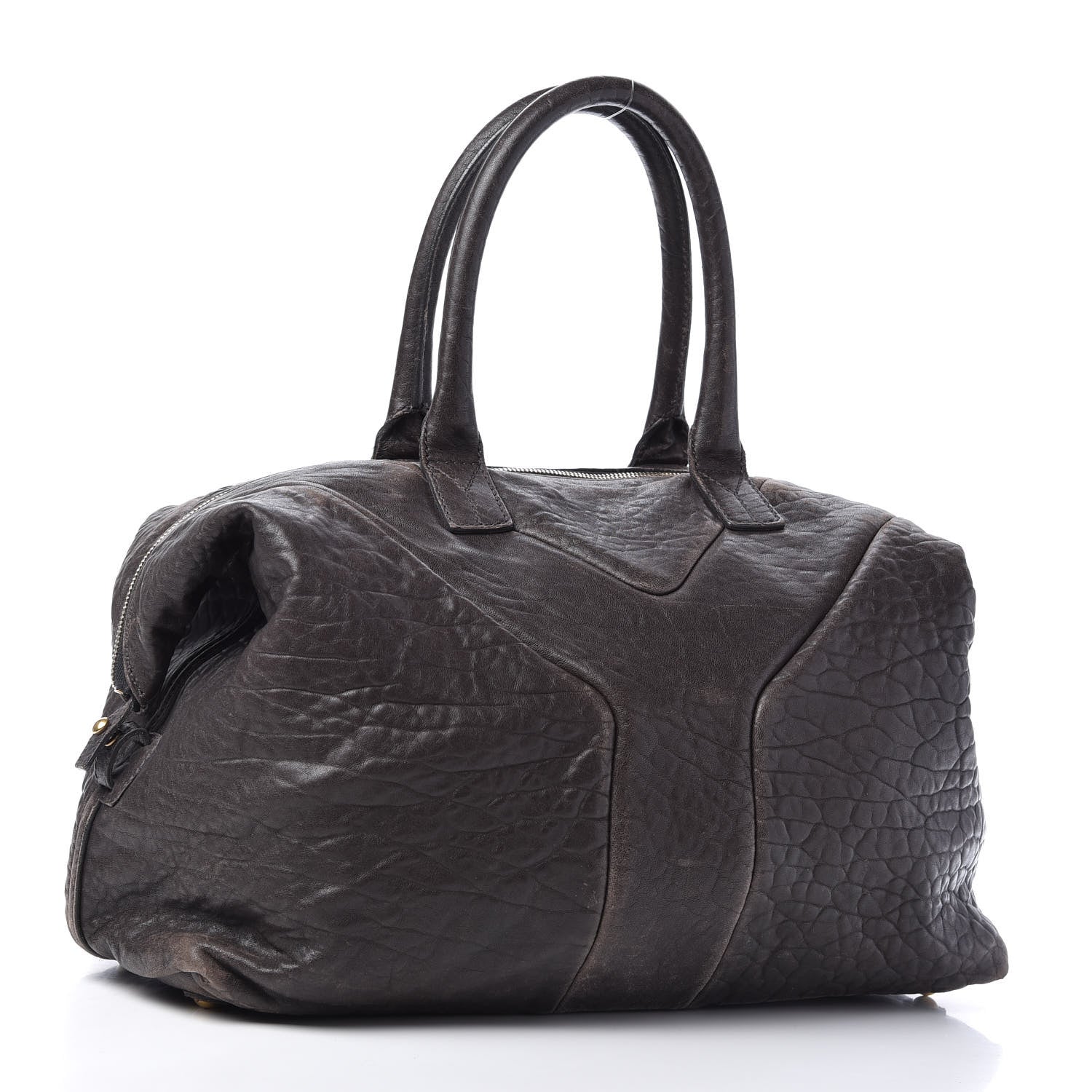 Saint Laurent Pebbled Lambskin Medium Easy Sac Dark Brown 3 of 9