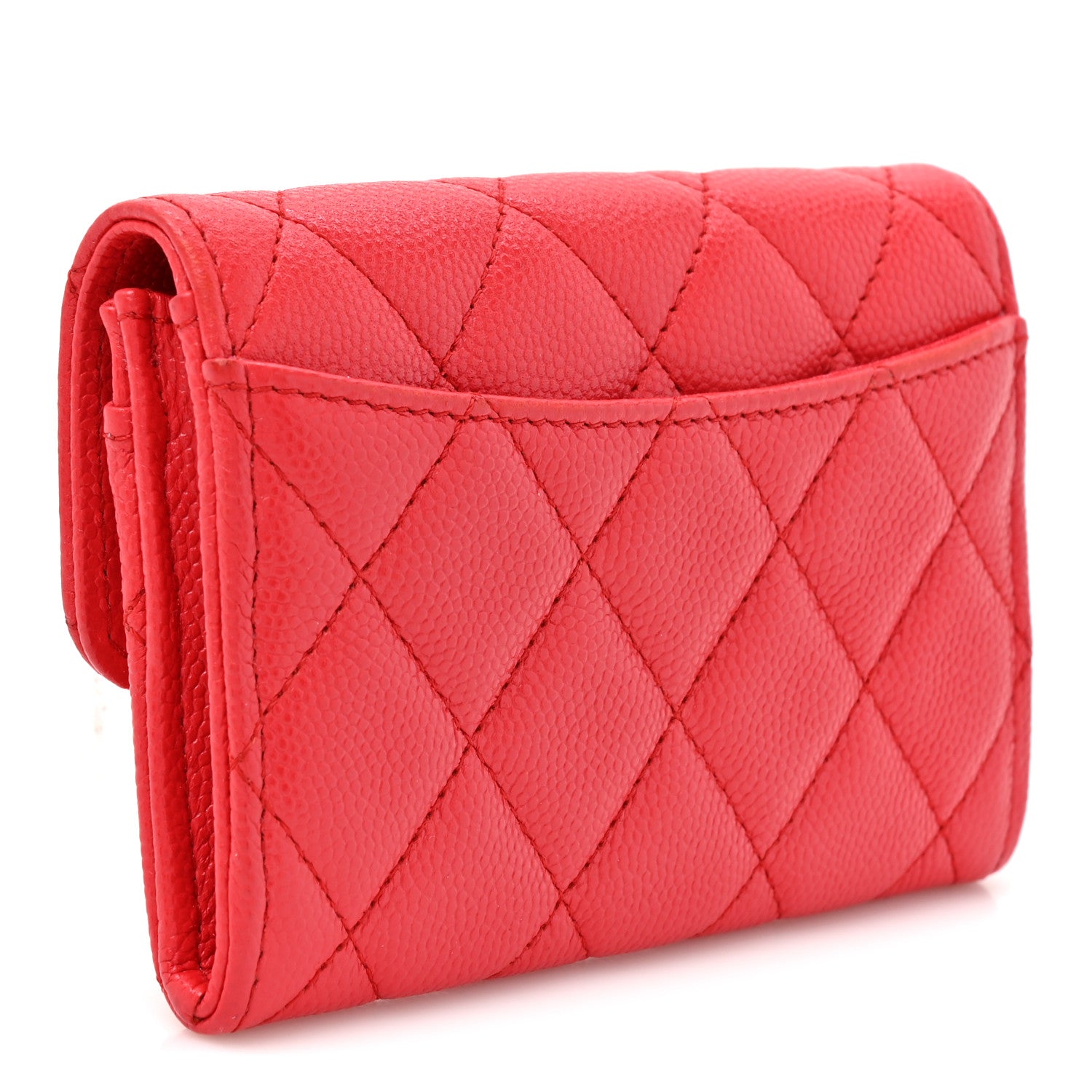 Chanel Caviar Quilted Flap Card Holder Wallet Red 3 of 8