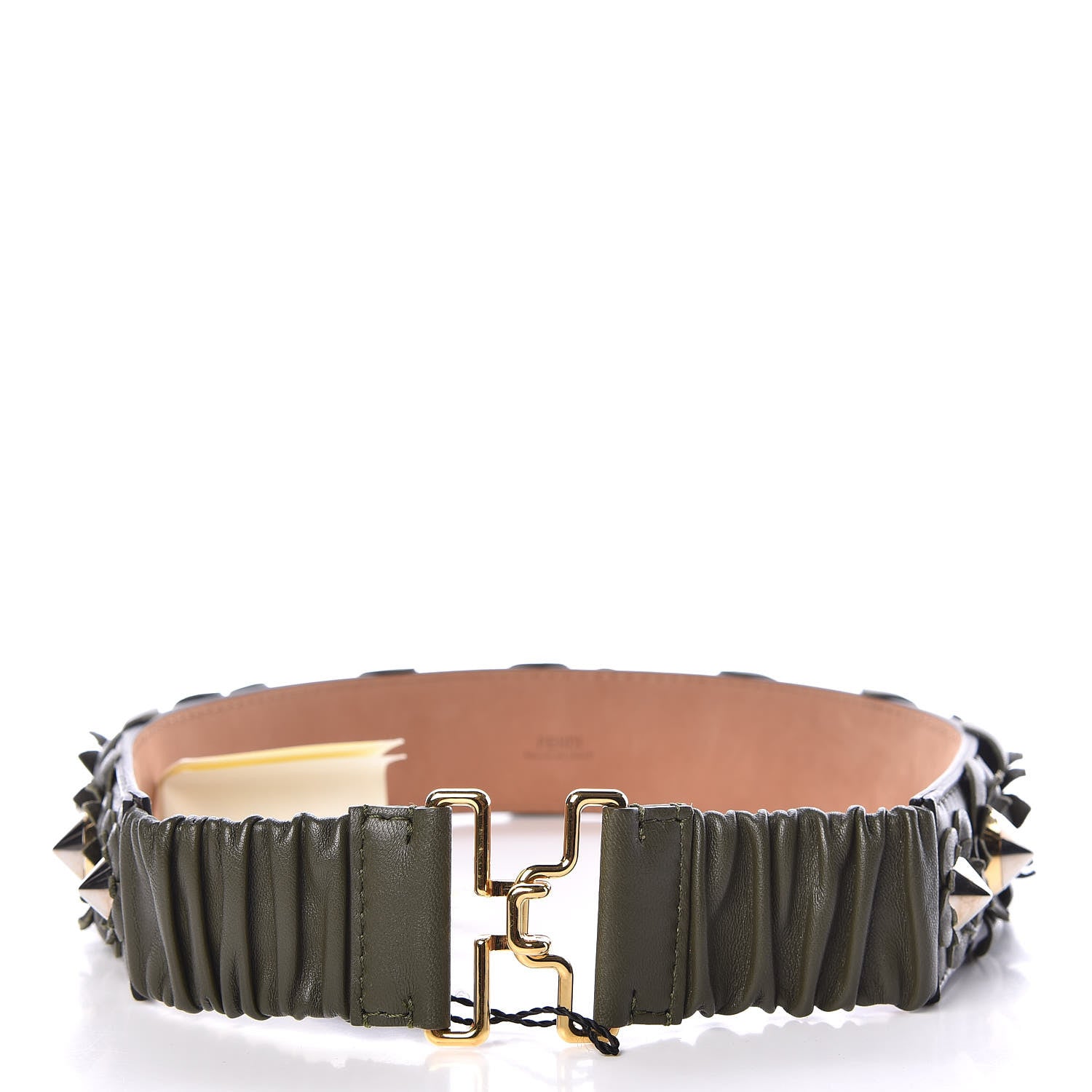 Fendi Lambskin Flowerland Belt 65 26 Green 3 of 8
