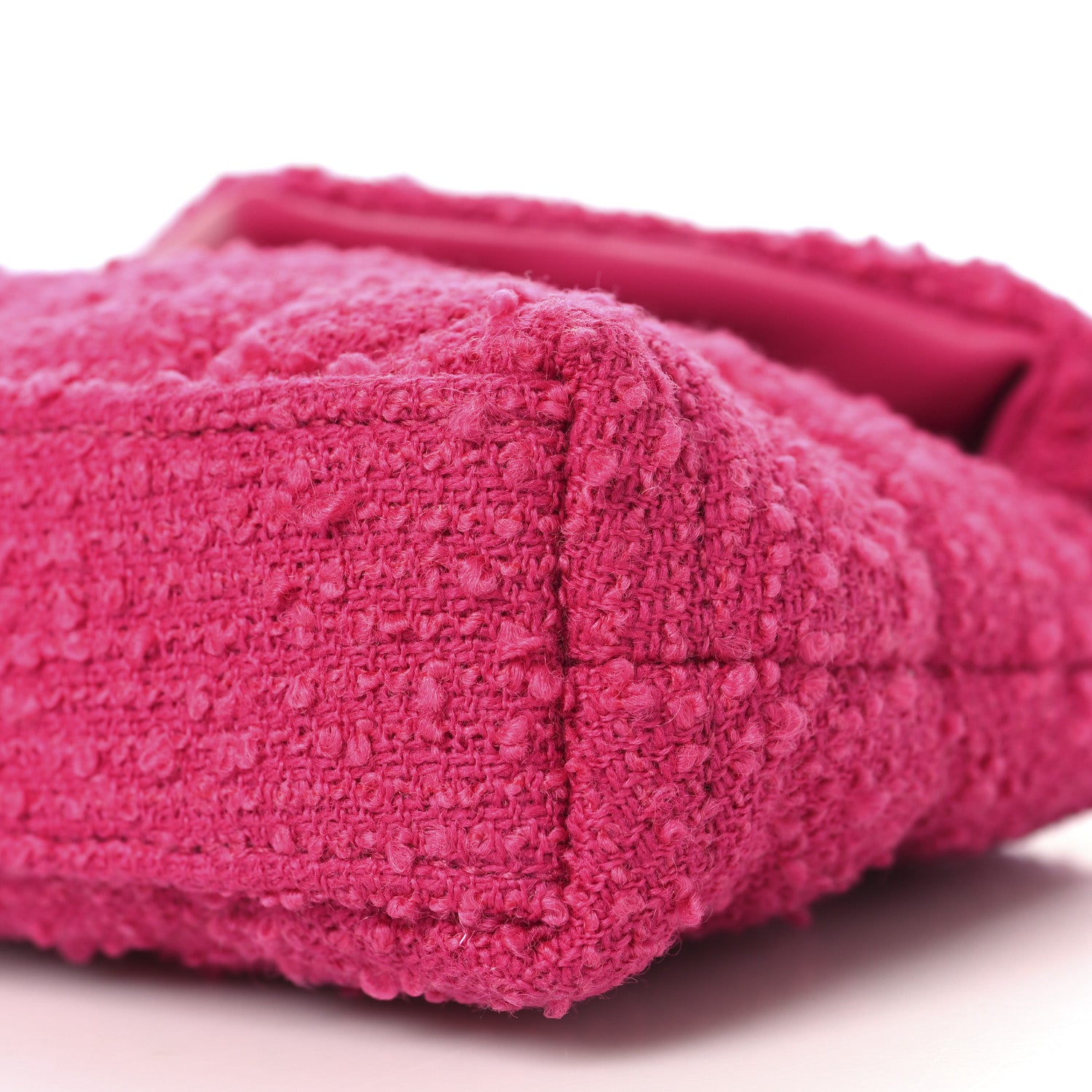 Saint Laurent Boucle Tweed Quilted Loulou Puffer Monogram Pouch Clutch Magenta 11 of 11