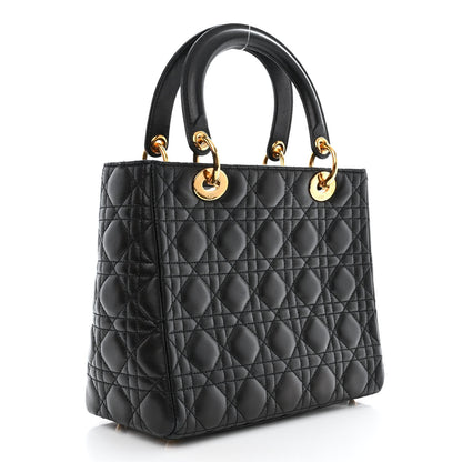 Christian Dior Lambskin Cannage Medium Lady Dior Black 3 of 12