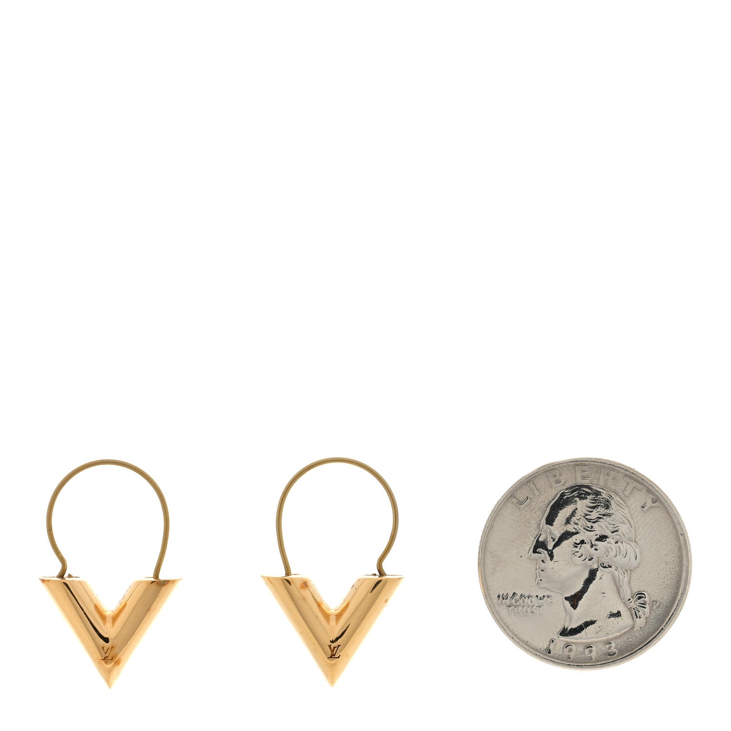 Louis Vuitton Brass Essential V Hoop Earrings Gold 2 of 5