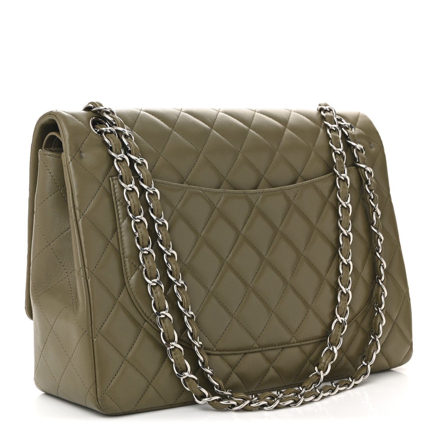 Chanel Lambskin Quilted Maxi Double Flap Green 3 of 10