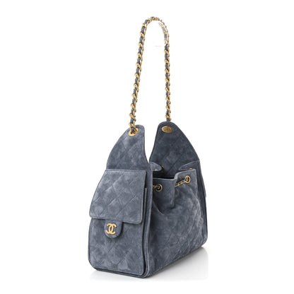 Chanel Suede Quilted Small Chanel 25 Handbag Blue 3 of 11