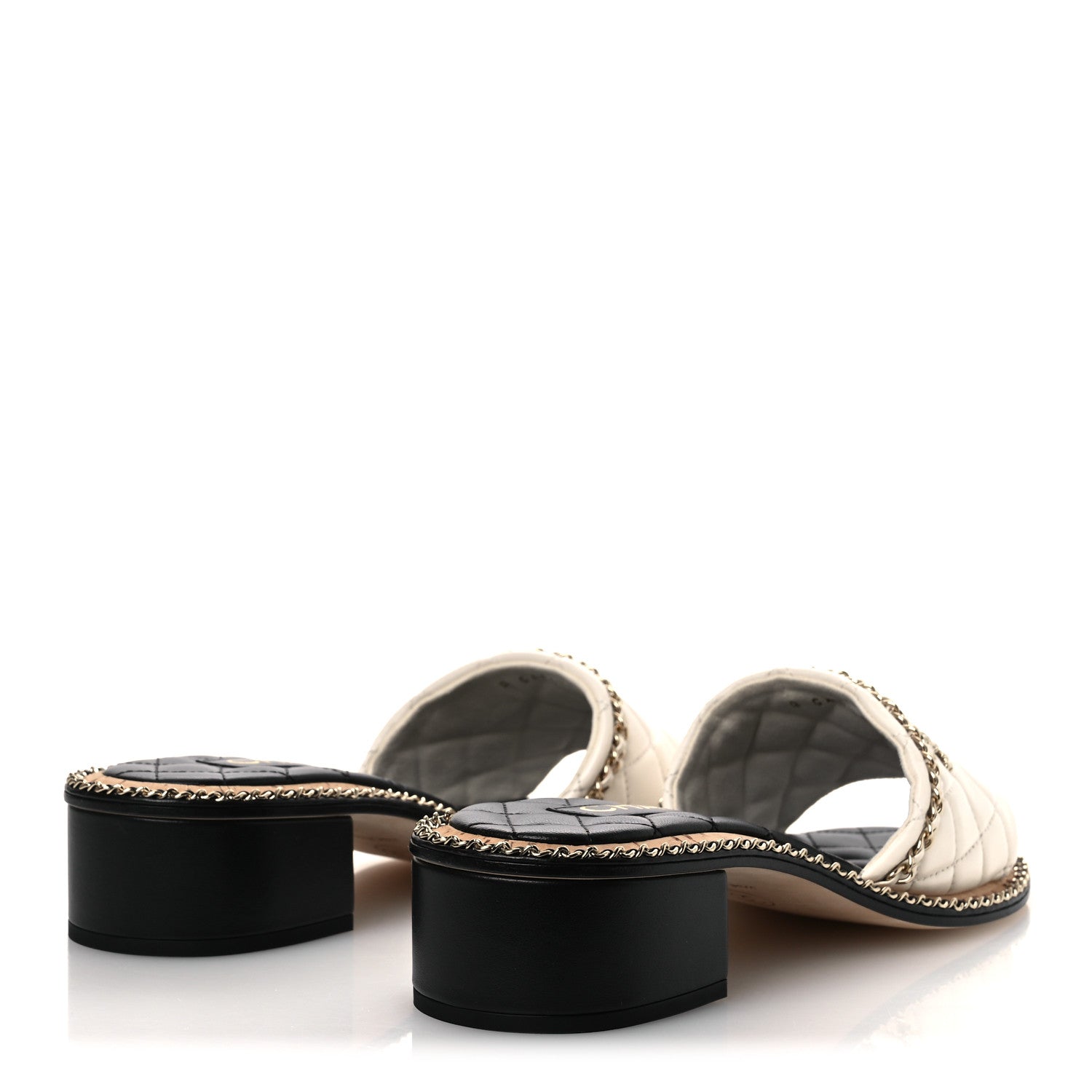 Chanel Lambskin Quilted Chain CC Sandals 39 White 5 of 10
