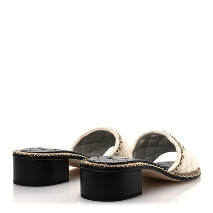 Chanel Lambskin Quilted Chain CC Sandals 39 White 5 of 10