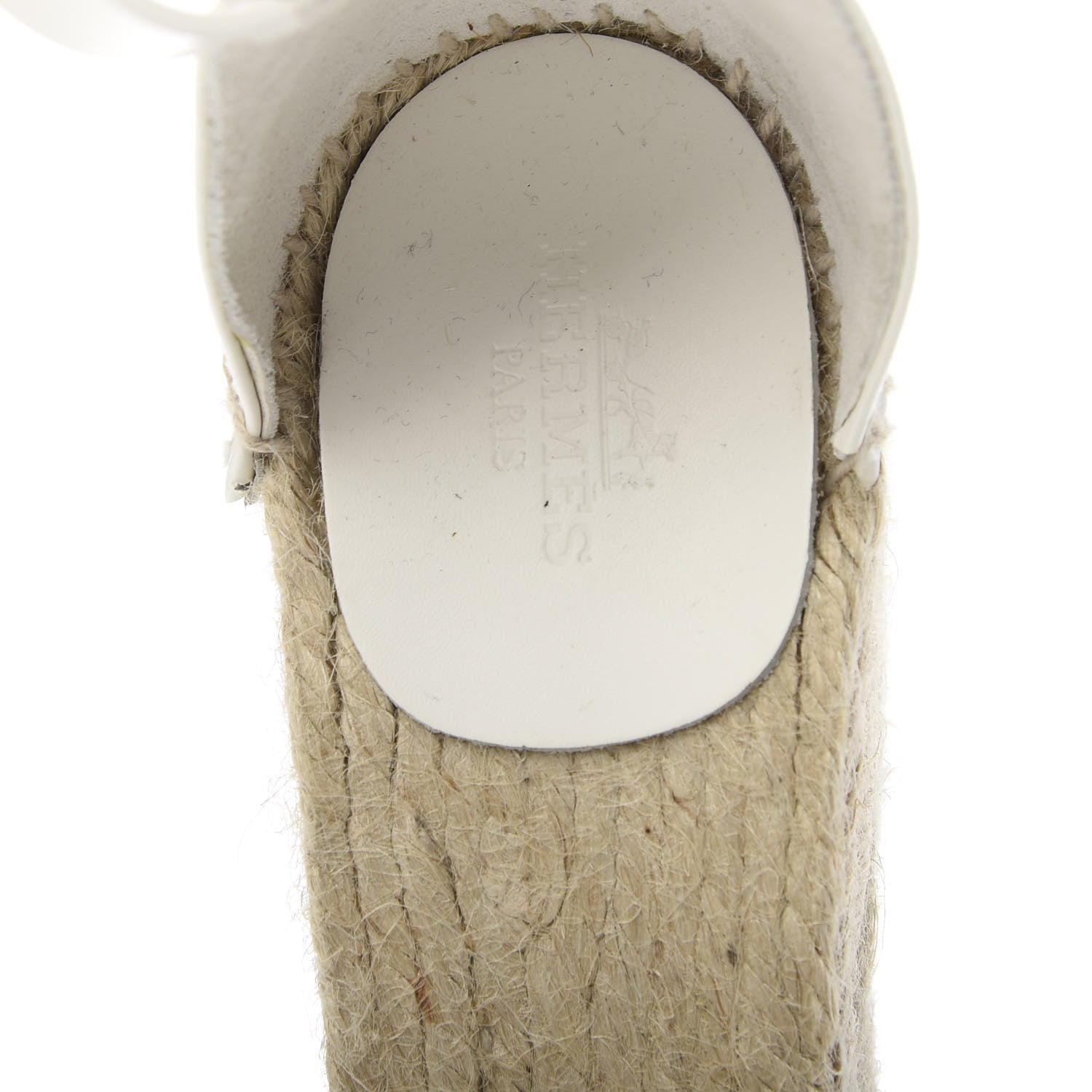 Hermes Calfskin Tivoli Espadrille Wedge Sandals 38 White 7 of 7