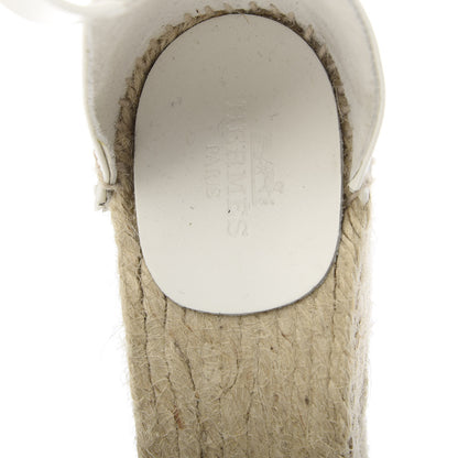 Hermes Calfskin Tivoli Espadrille Wedge Sandals 38 White 7 of 7