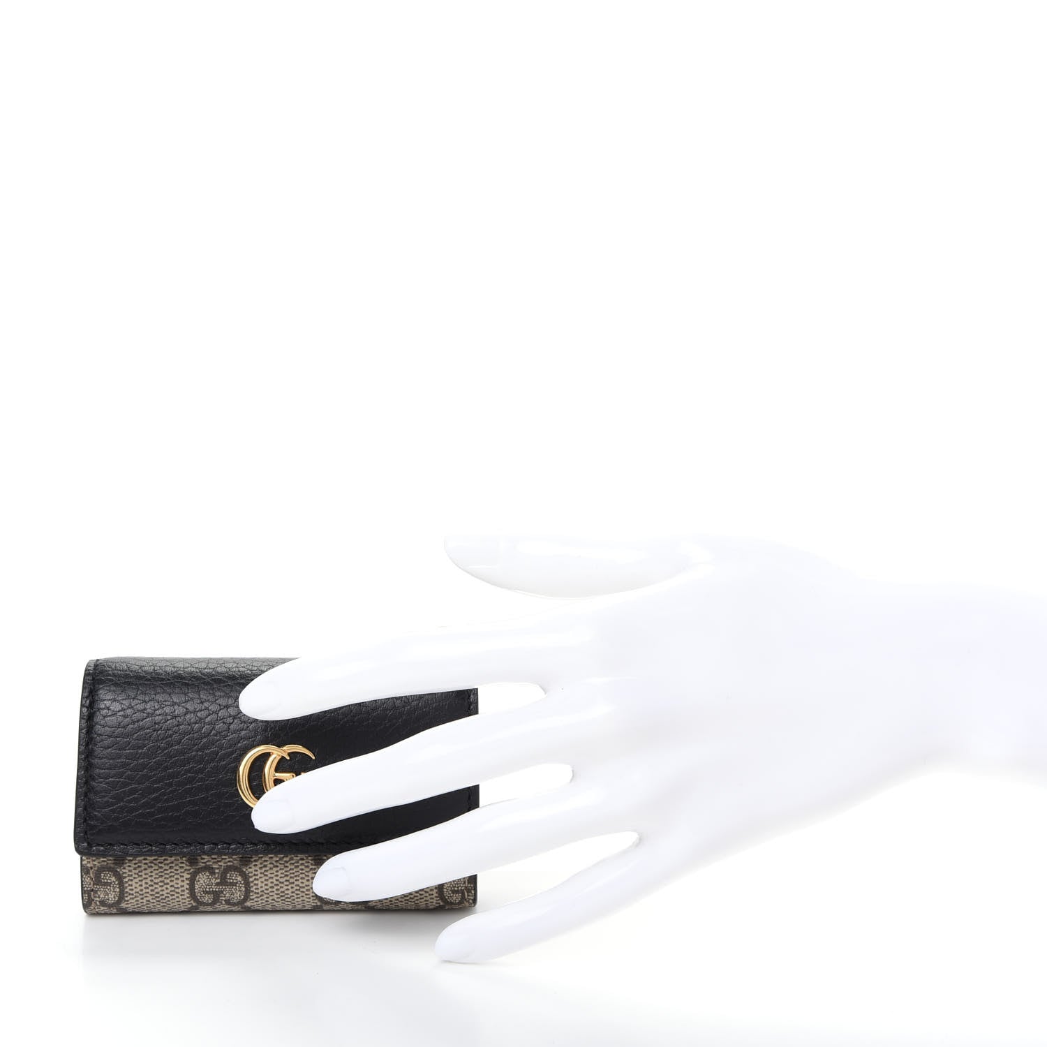 Gucci Dollar Calfskin GG Supreme Monogram GG Marmont 6 Key Holder Case Black Beige Ebony 2 of 8