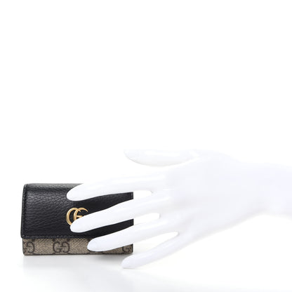 Gucci Dollar Calfskin GG Supreme Monogram GG Marmont 6 Key Holder Case Black Beige Ebony 2 of 8