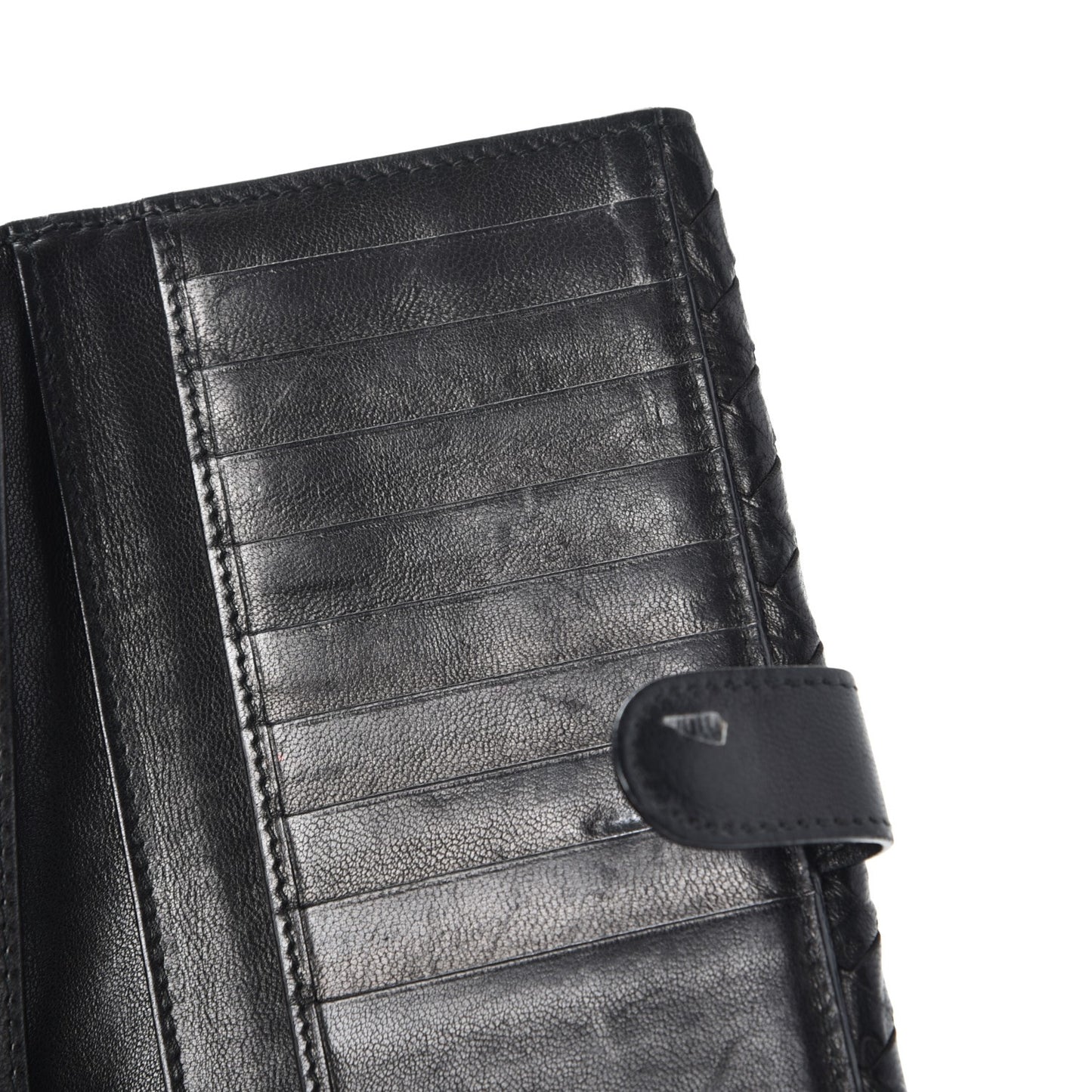 Nappa Intrecciato Embossed Continental Wallet Nero Black