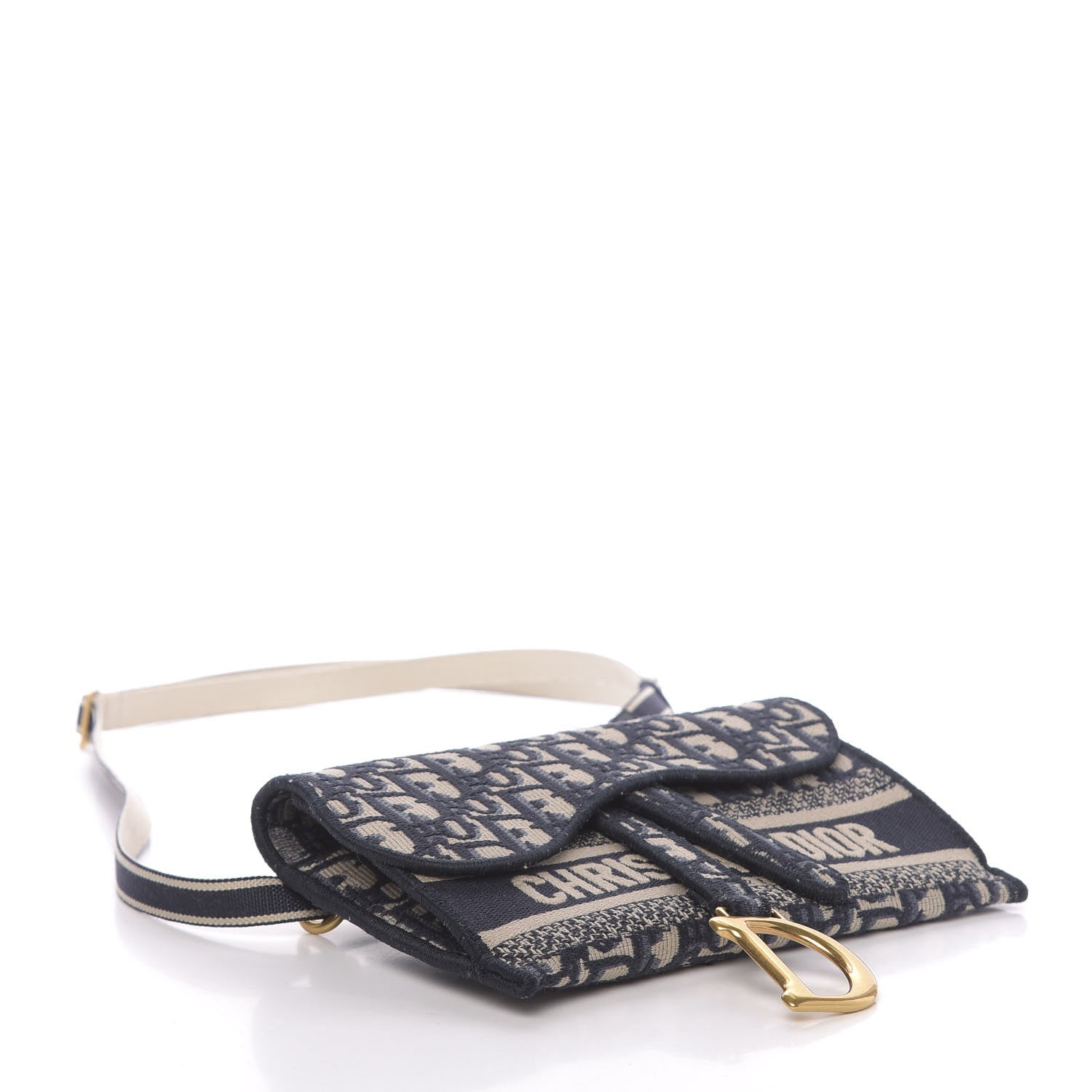 Christian Dior Oblique Slim Saddle Pouch Blue 4 of 10