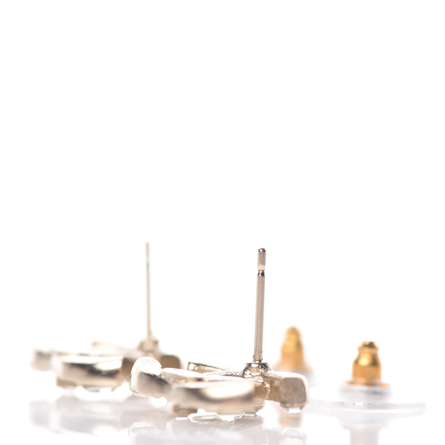 Chanel Crystal Baguette CC Earrings Gold 3 of 5