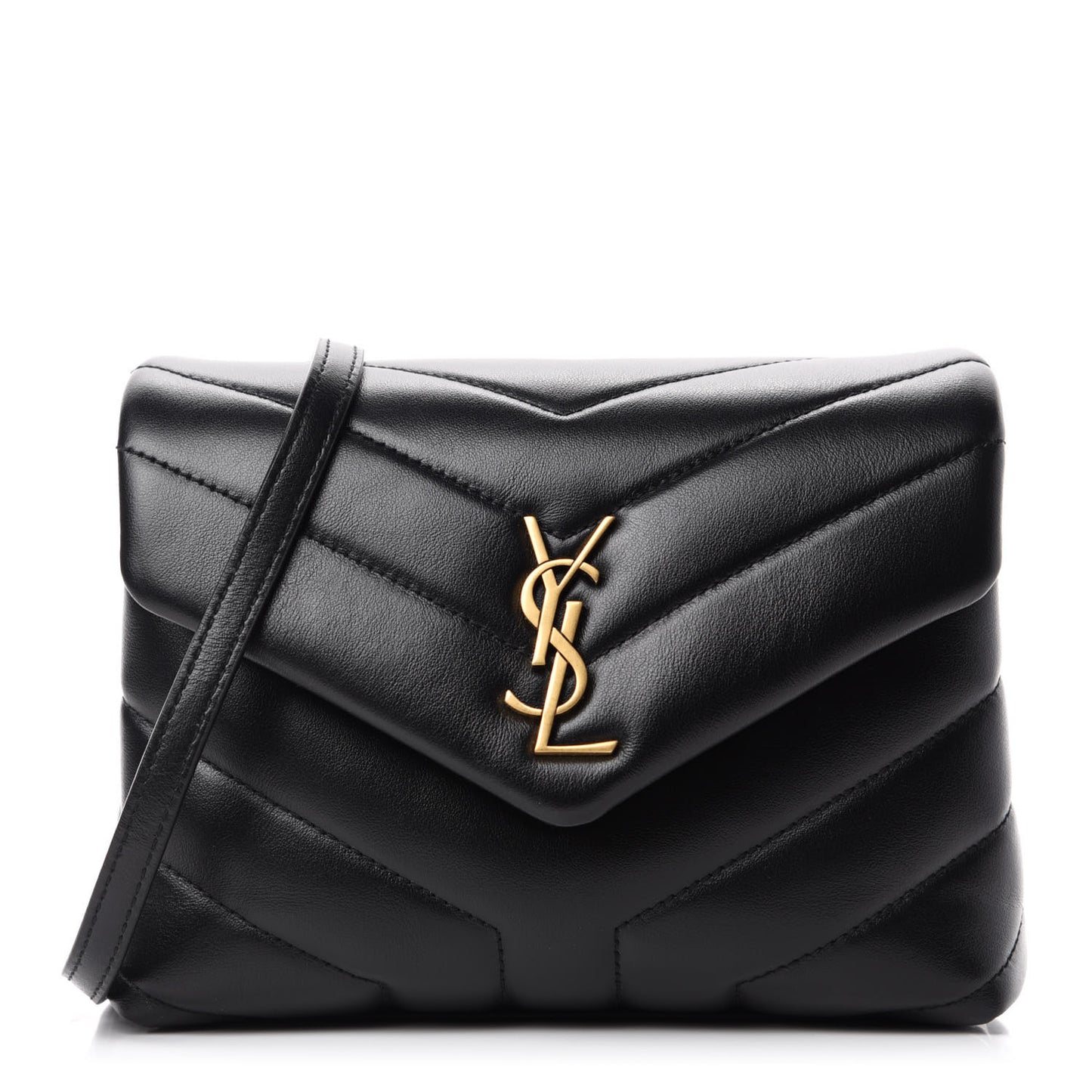 Calfskin Y Quilted Monogram Toy Loulou Crossbody Bag Black