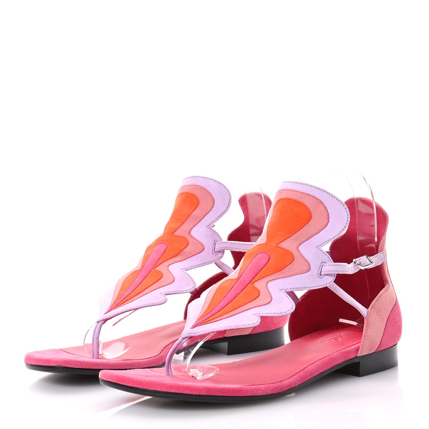 Hermes Chevre Velours Garden Sandals 38.5 Multicolor Rose Vinicunca 4 of 10