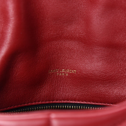 Saint Laurent Lambskin Quilted Toy Loulou Puffer Monogram Chain Satchel Red 9 of 12
